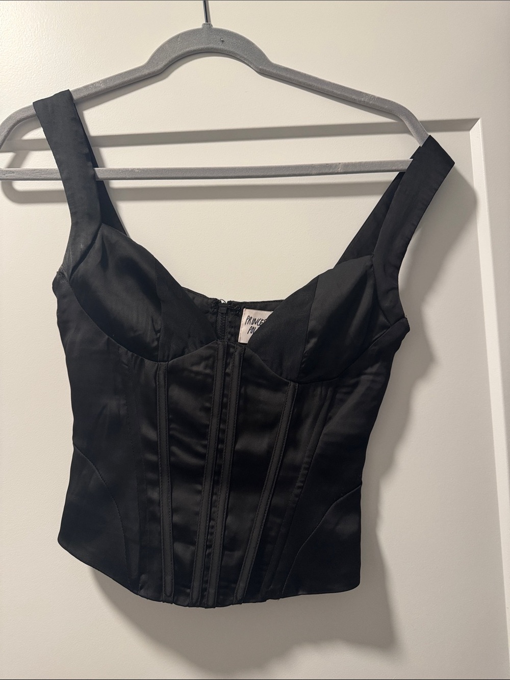 Princess Polly Black Satin Corset Tank